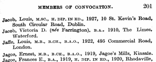 University of Ireland Members of Convocation (1940)