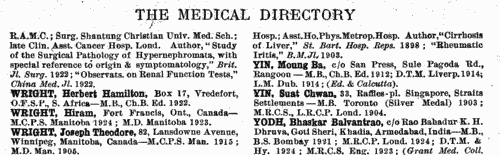 Medical practitioners qualified in Britain or Ireland but living abroad
 (1926)