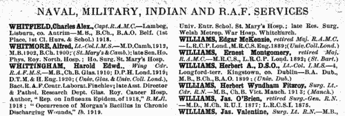 Medical practitioners in Military Service
 (1926)