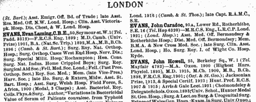 Medical Practitioners in London
 (1926)