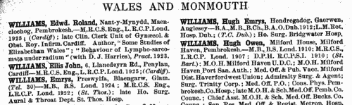 Medical Practitioners in Wales and Monmouthshire
 (1926)