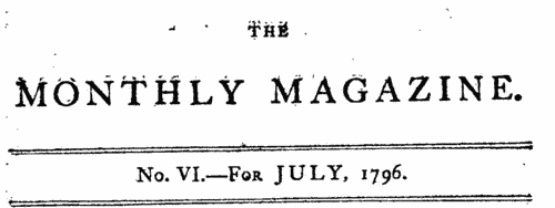 Cumberland and Westmorland Deaths   
 (1796)