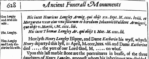 Ancient Funeral Monuments in Hertfordshire
 (1631)