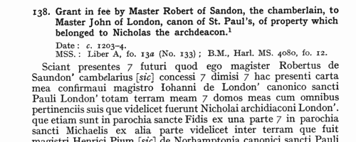 Early Charters of St Paul's Cathedral
 (1080-1089)