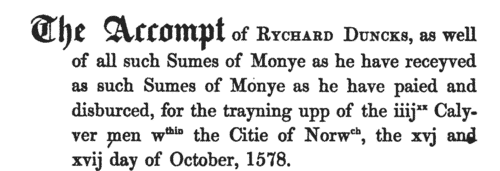 Norwich Benevolence for fortifying Yarmouth (1587)