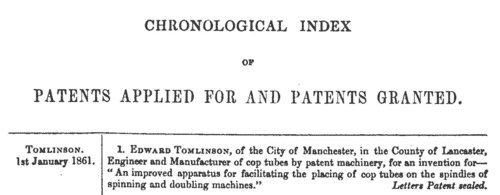 Patentees of New Inventions
 (1861)