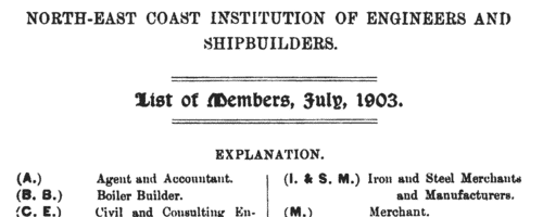 Graduate Member of the North-East Coast Institution of Engineers and Shipbuilders
 (1903)
