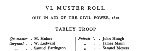 Cheshire Muster Roll: Mere Troop
 (1812)