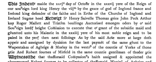 Dewsbury Lay Subsidy: Final Return
 (1545)