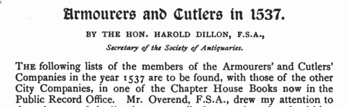 Members of the Cutlers' Company of the City of London
 (1537)