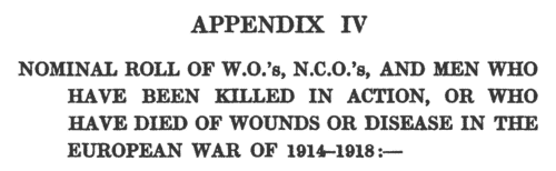 Grenadier Guards Died in the Great War: Company Quartermaster-Sergeants
 (1914-1918)