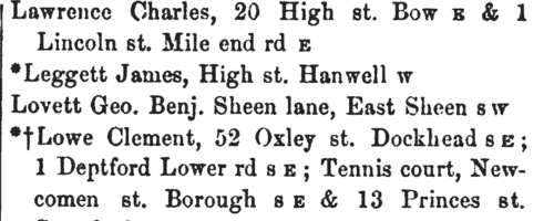 London Veterinary Surgeons
 (1885)