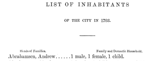 Heads of Families in New York
 (1703)