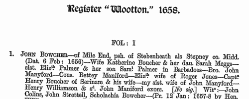 Prerogative Court of Canterbury Wills: Ballesore: Strays
 (1658)