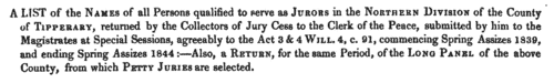 North Tipperary Jurors: Nenagh: July 1839
 (1839)