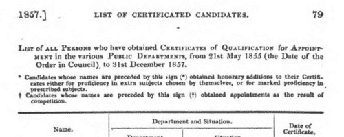 Civil Service Appointments
 (1855-1857)