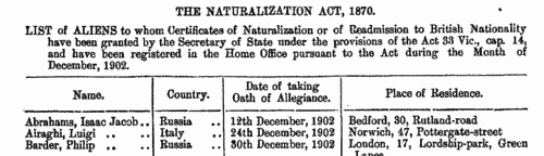 Naturalizations
 (1903)