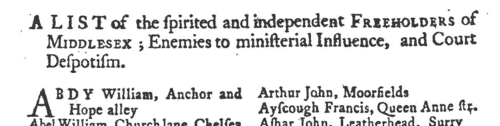 Spirited and Independent Freeholders of Middlesex
 (1769)