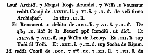 Pipe Rolls: Archbishopric of York
 (1189-1190)