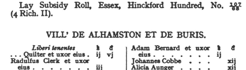 Essex Poll Tax: Alphamstone and Bures
 (1381)