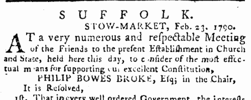 Friends of the Establishment in Suffolk
 (1790)