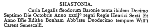 Shaftesbury Abbey Court Roll: Bradford, Wiltshire
 (1453)