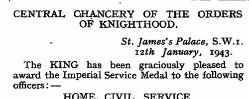 Imperial Service Medal
 (1943)