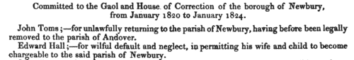 Vagrants in New Windsor Gaol
 (1820-1823)