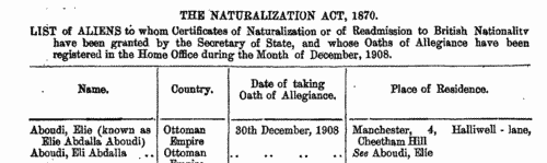 Naturalizations
 (1909)