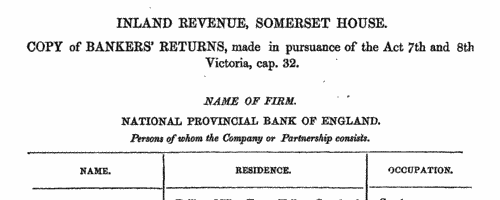 National Provincial Bank of England Shareholders
 (1873)