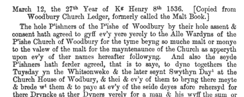 Householders of Woodbury, Devon
 (1536)