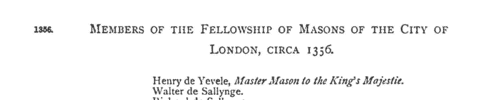 Members of the Fellowship of Masons, London
 (1356)