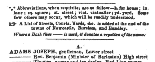 Newcastle-under-Lyme Directory
 (1818)