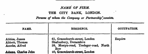 City Bank Shareholders
 (1873)