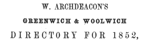 Private Residents in Greenwich, Woolwich &c. (1852)