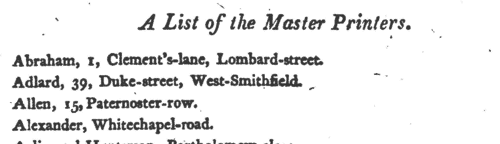 Master Printers in London (1808)