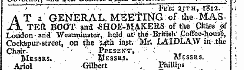 London Master Bootmakers and Shoemakers
 (1812)