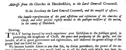 Herefordshire Churches of Christ  (1653)