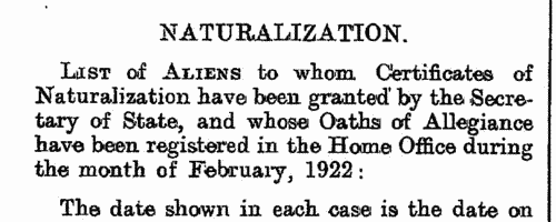 Naturalizations
 (1922)