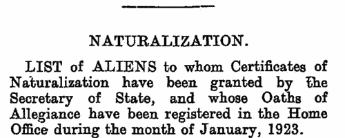 Naturalizations
 (1923)