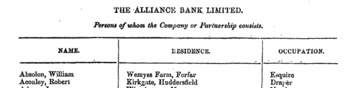 Alliance Bank Shareholders
 (1873)