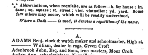 Brewood Directory (1818)