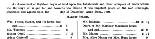 Wigan Householders: Market Street
 (1720)