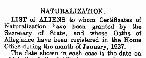 Naturalizations
 (1927)