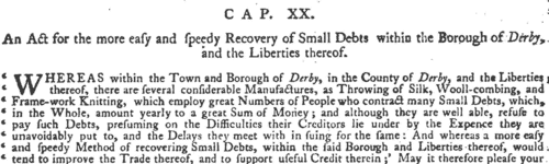 Derby Small Debt Court Commissioners
 (1766)