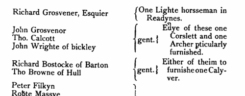 Cheshire Knights, Esquires, Gentlemen and Freeholders: Broxton hundred
 (1578)