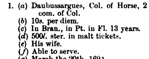 Irish Pensioners of William III's Huguenot Regiments: Old Pensioners
 (1702)