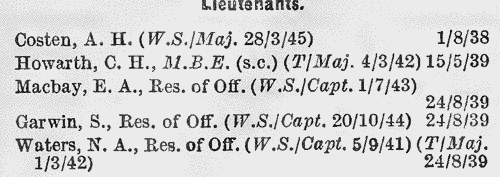 Royal Corps of Signals: Regular Army Emergency Commissions: Carribean Section: 2nd Lieutenants
 (1946)