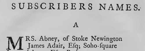 Subscribers to Samuel Chandler's Sermons
 (1768)