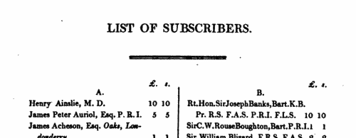 Subscribers to Zoonomia
 (1804)